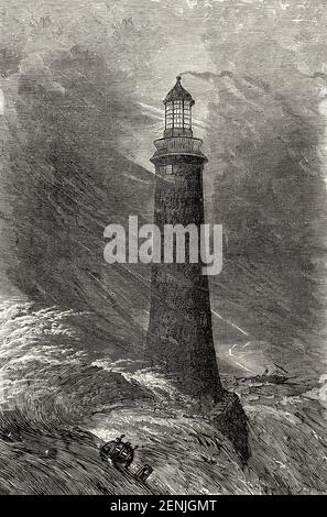 third Eddystone Lighthouse by John Smeaton, Rame Head, Plymouth, England Stock Photo