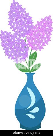 Branches of lilac flowers in a vase icon. Potted plant. Vector illustration Stock Vector