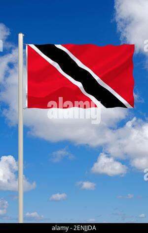 Die Flagge von Trinidad und Tobago, Inseln, Karibik, Inselstaat, Land in der Kribik, 2 Inseln, Stock Photo