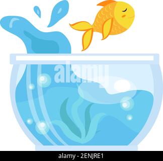 Goldfish in the aquarium icon. Vector illustration Stock Vector