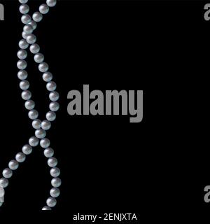 Realistic abstract string of pearls on black background. Vector Illustration EPS10 Stock Vector