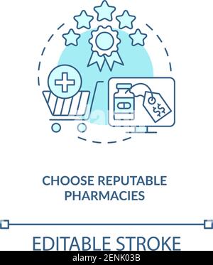 Choose reputable pharmacies concept icon Stock Vector