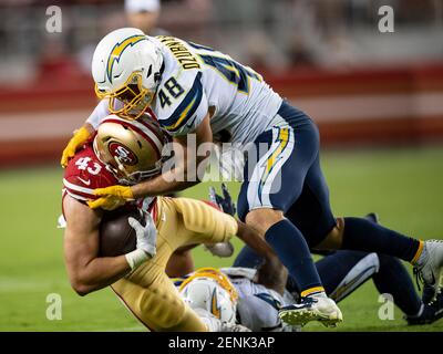 San Francisco 49ers tight end Daniel Helm (43) during practice in  preparation for Super Bowl LIV at the SAP Performance Center, Friday, Jan.  24, 2020, in Santa Clara, California. (Photo by IOS/ESPA-Images