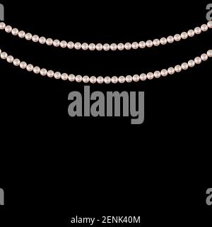 Realistic string of pearls on black background. Vector Illustration EPS10 Stock Vector
