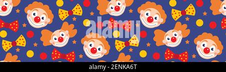 Happy purim banner template with clowns. Purim Carnival in Israel, Jewish holiday. Vector illustration Stock Vector