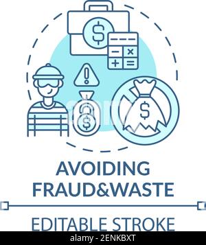 Avoiding fraud and waste concept icon Stock Vector