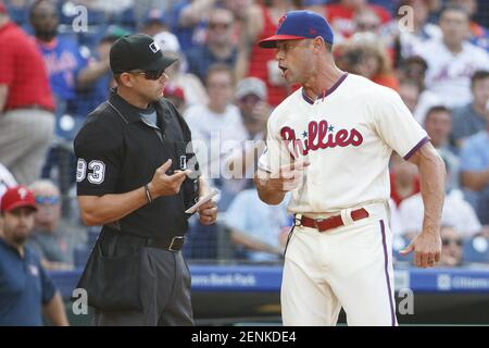 Philadelphia, USA. 31st Aug, 2019. August 31, 2019: Philadelphia Phillies  right fielder Bryce Harper (3) reacts to lining out during the MLB game  between the New York Mets and Philadelphia Phillies at