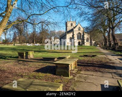 Graveyard and St Johns Church in early spring at Knaresborough North Yorkshire England Stock Photo