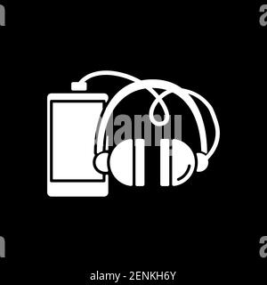 Phones and accessories dark mode glyph icon Stock Vector