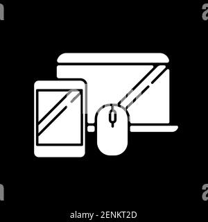 Electronics and accessories dark mode glyph icon Stock Vector