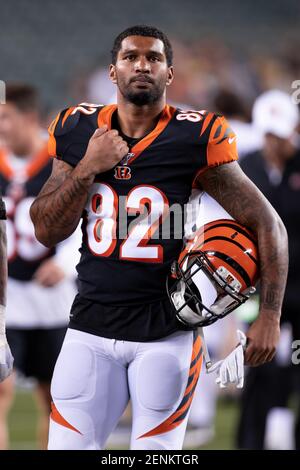 Cincinnati Bengals tight end Cethan Carter (82) after an NFL football  preseason game between the Indianapolis Colts and the Cincinnati Bengals at  Paul Brown Stadium in Cincinnati, OH. Adam Lacy/(Photo by Adam