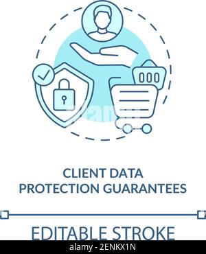 Client data protection guarantees concept icon Stock Vector