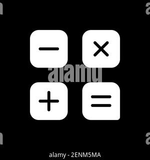 Calculator app dark mode glyph icon Stock Vector