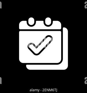 Calendar app dark mode glyph icon Stock Vector