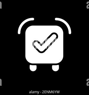 Alarm clock app dark mode glyph icon Stock Vector