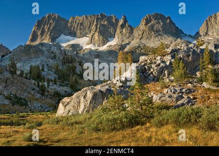 Minarets near Ediza Lake, Sierra Nevada, Ansel Adams Wilderness, California, USA Stock Photo