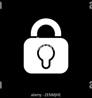 Lock dark mode glyph icon Stock Vector