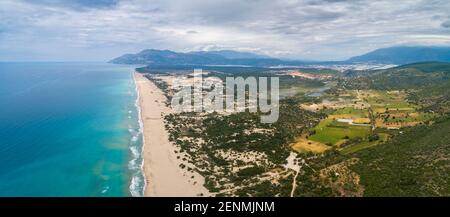 Aerial panoramic view of Patara Beach (the longest beach in Turkey), Antalya, Turkey Stock Photo