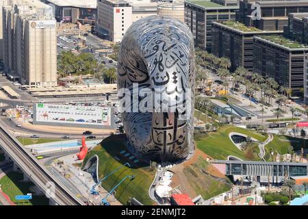 Museum of the Future in Dubai, United Arab Emirates (UAE). Dubai's cultural museum. Modern design Future Museum building. Stock Photo