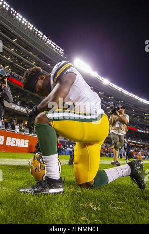 September 05, 2019: Chicago, Illinois, U.S. - Packers #33 Aaron Jones in  action during the NFL Game between the Green Bay Packers and Chicago Bears  at Soldier Field in Chicago, IL. Photographer: