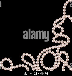 Realistic luxury string of pearls on black background. Vector Illustration EPS10 Stock Vector