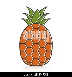 Pineapple fruit flat vector color icon for apps and websites Stock Vector