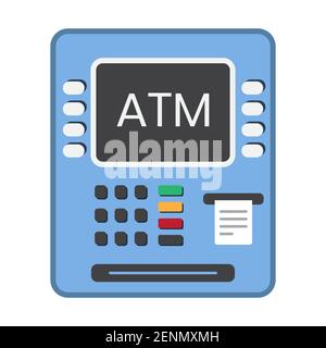 Automated Teller Machine (ATM) flat color icon for apps or websites Stock Vector