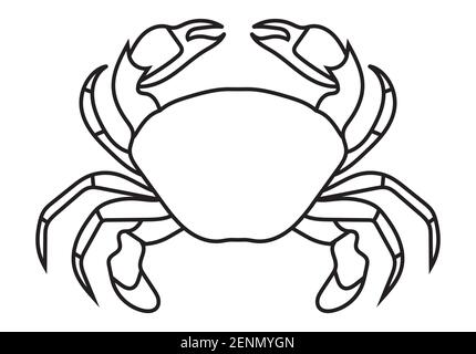 Crab sea ​​animals line art icon for apps or website Stock Vector