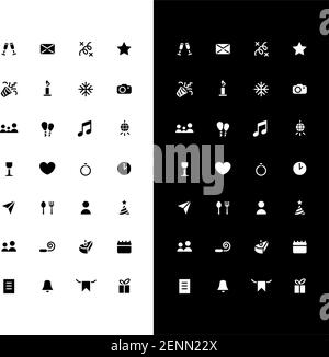 Holiday events glyph icons set for night and day mode Stock Vector