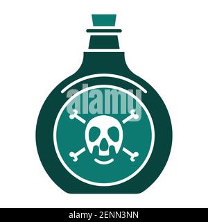 Flat color vector icon poison bottle or poisonous chemicals with crossbones for apps or websites Stock Vector