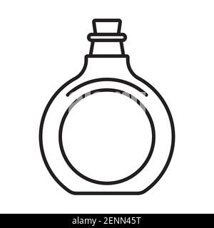Antique glass bottle with cork stopper line art icon for apps or websites Stock Vector