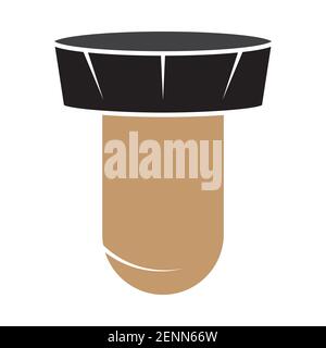 Flat color vector icon a antique bottle stopper or wooden stopper Stock Vector
