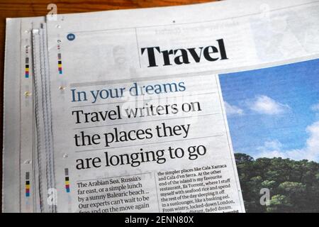 Travel Section In A Newspaper Stock Photo Alamy