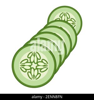 Flat vector icon many cucumber slice or gherkin for apps and websites Stock Vector