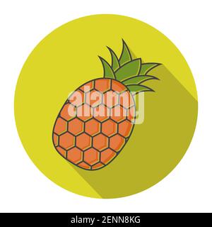 Pineapple fruit flat vector icon for apps and websites on a color background Stock Vector