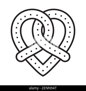 Line art icon soft pretzel bread with sprinkles salt for apps or websites Stock Vector
