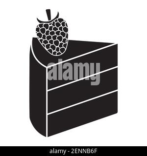 Flat vector icon slice of layer cake with raspberry fruit for apps and websites Stock Vector