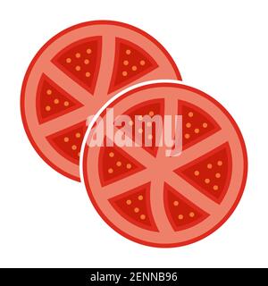 Flat vector icon sliced of tomatoes / tomato for apps and websites Stock Vector