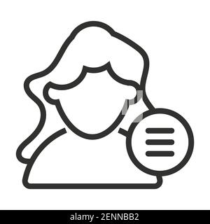 Female user profile or account menu line art icon for apps and websites Stock Vector