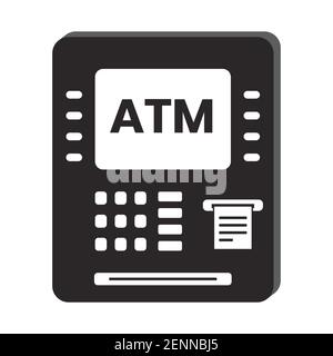 Automated Teller Machine (ATM) flat vector icon for apps or websites Stock Vector