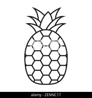 Pineapple fruit line art icon for apps and websites Stock Vector