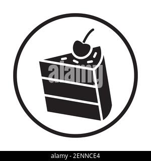 Rounded the a slice of layer cake with cherry fruits for apps and websites Stock Vector