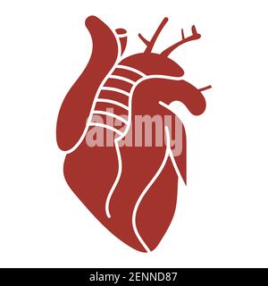 Human heart internal organ flat color icon for apps or website Stock Vector