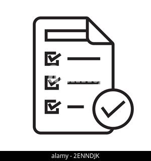 Hypothesis or basic assumption with check mark line art icon for apps or websites Stock Vector