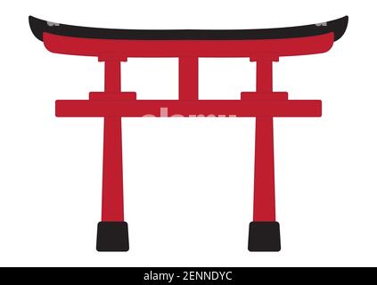 Shinto shrine gate or torii flat color icon for apps or websites Stock Vector