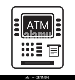 Automated Teller Machine (ATM) icon with print out paper Stock Vector