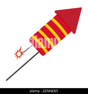 Fireworks or firecrackers celebration flat color icon for apps and websites Stock Vector