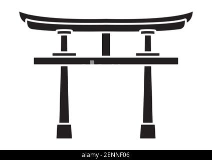 Shinto shrine gate or torii flat vector icon for apps or websites Stock Vector