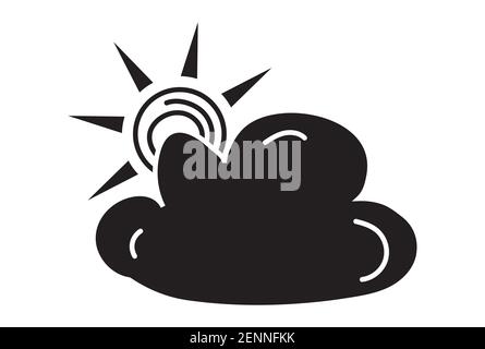 Clouds partly blocking the sun . Flat vector icon for apps or website Stock Vector
