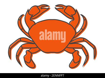Crab sea ​​animals flat color icon for apps or website Stock Vector